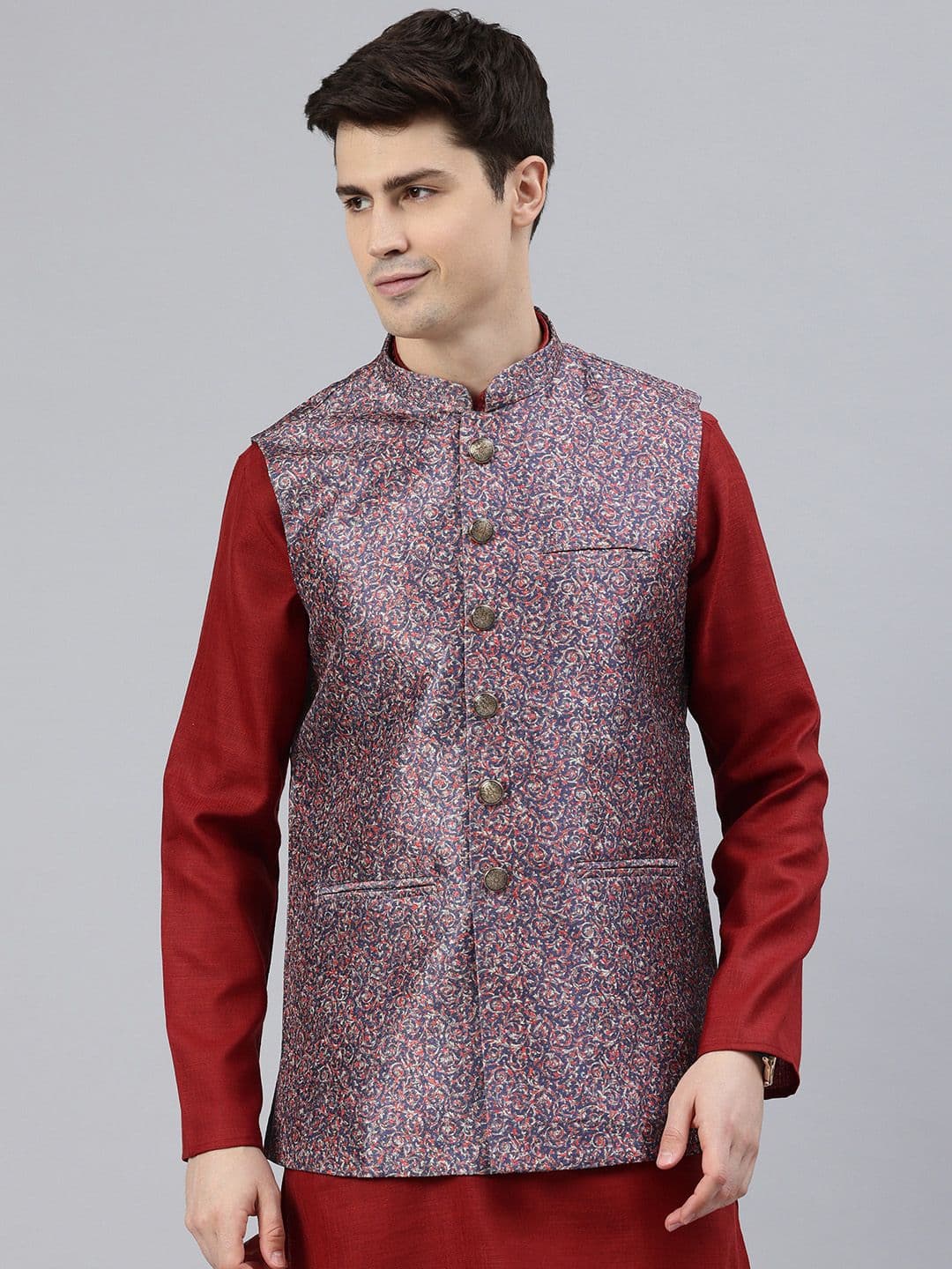 Manthan Men Woven Design Nehru Jacket - view 1