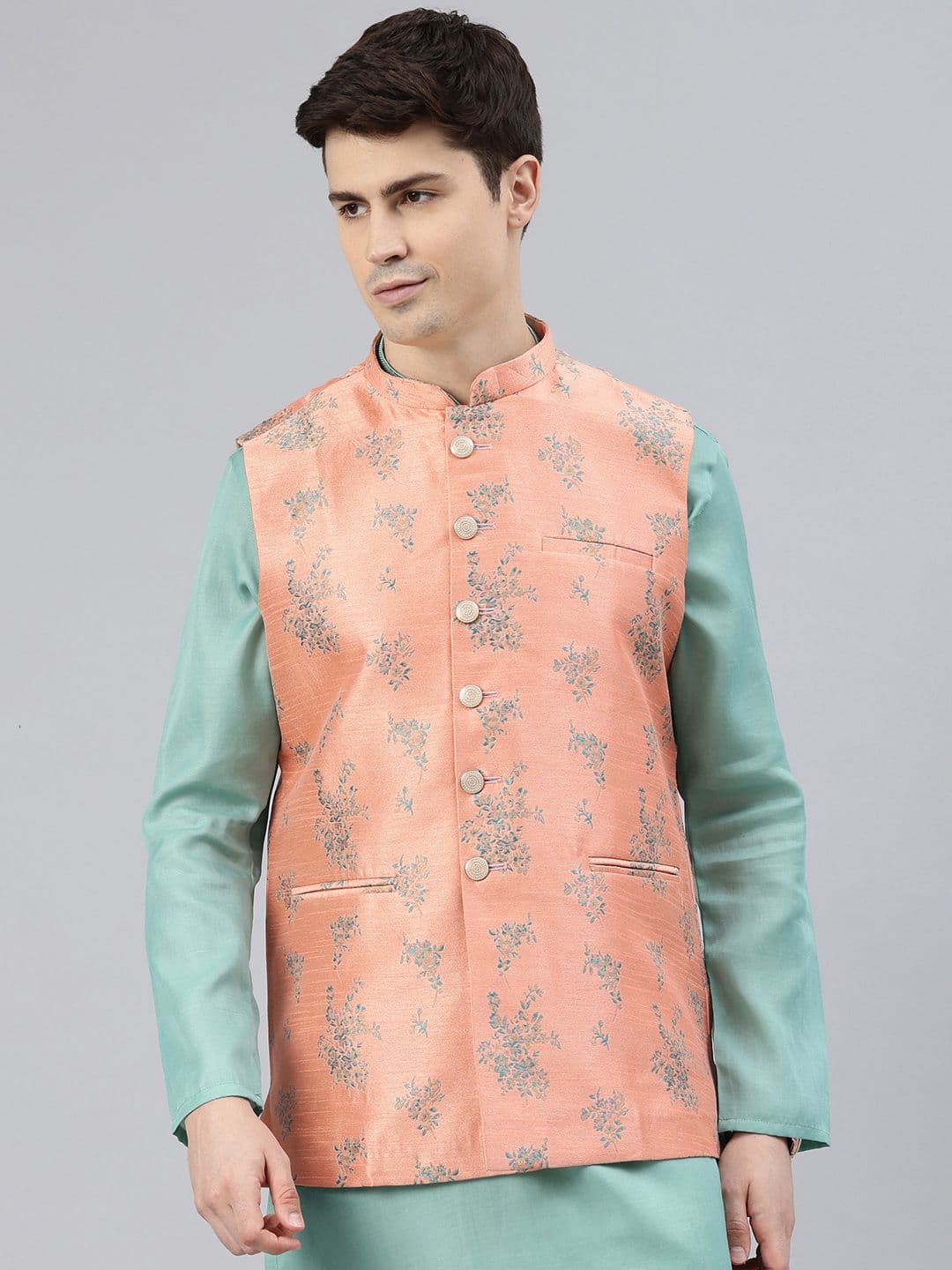Manthan Woven Design Nehru Jacket - view 1