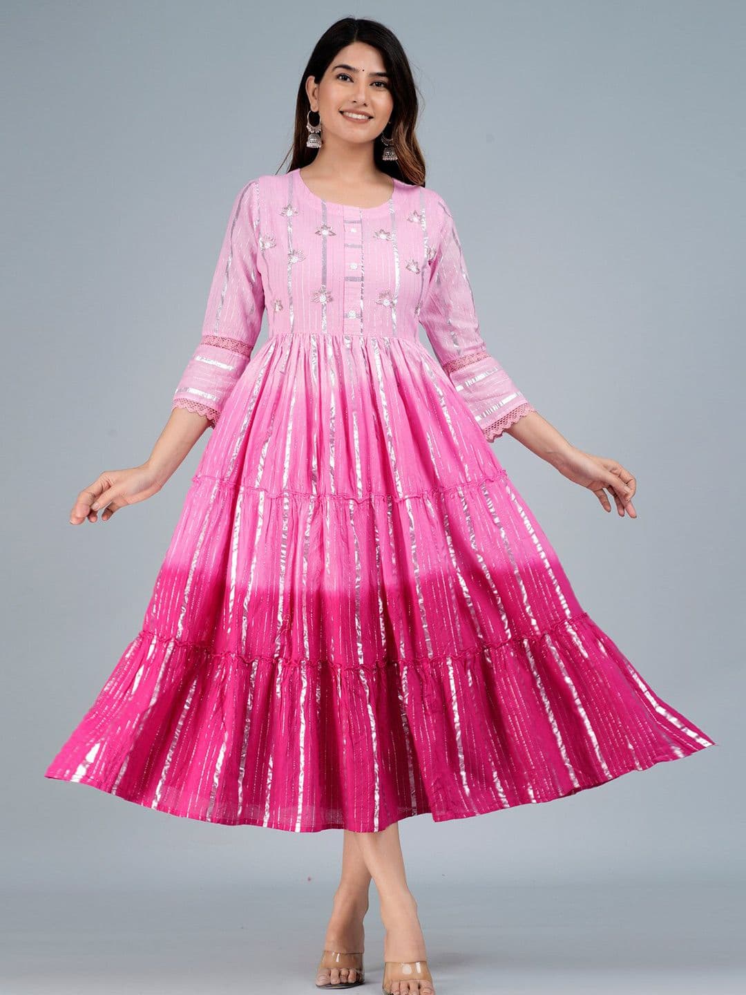 SARAI CREATIONS Fit and Flare Cotton Midi Dress - view 1