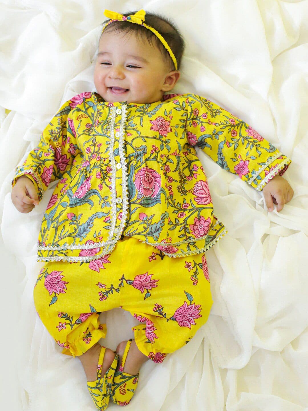 BownBee Girls Printed Pure Cotton Top with Dhoti Pants - view 1