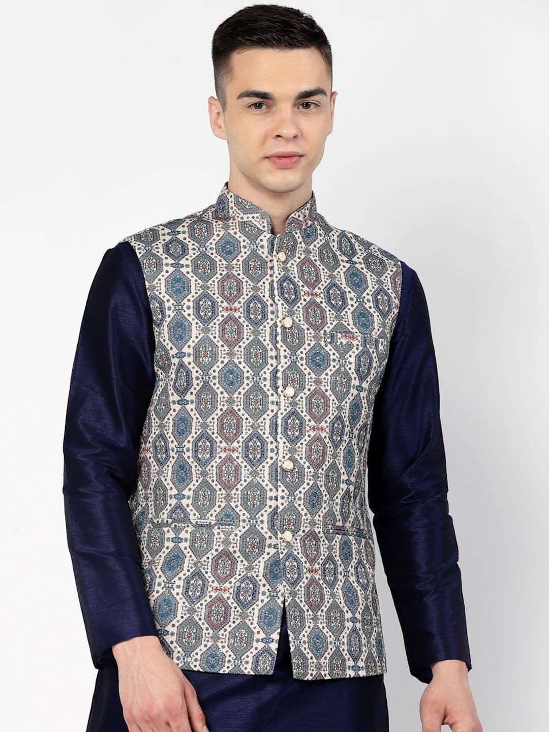 Badoliya & Sons Printed Mandarin Collar Nehru Jackets - view 1