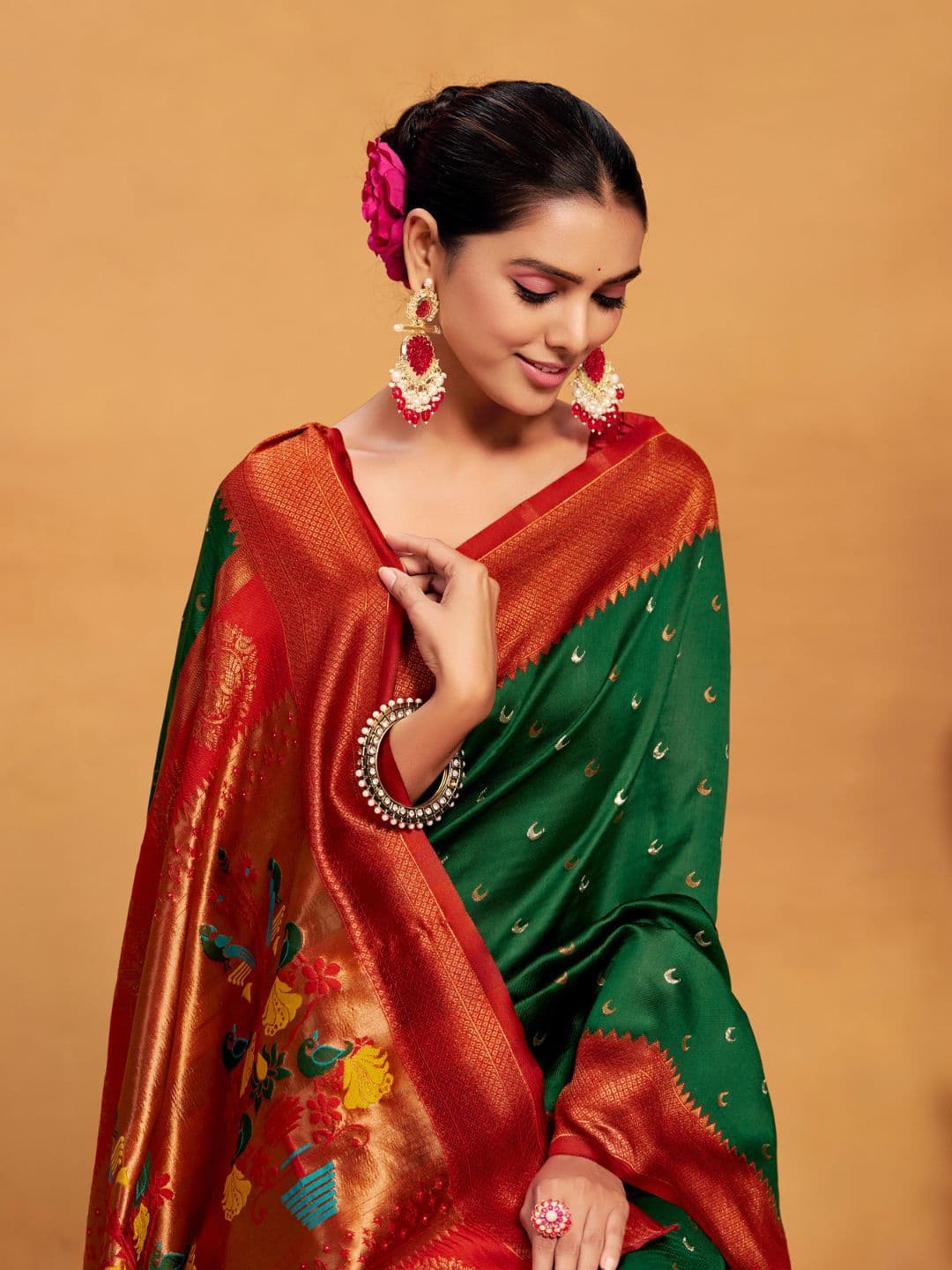 KALINI Woven Design Zari Silk Blend Paithani Republic Day Saree - view 1