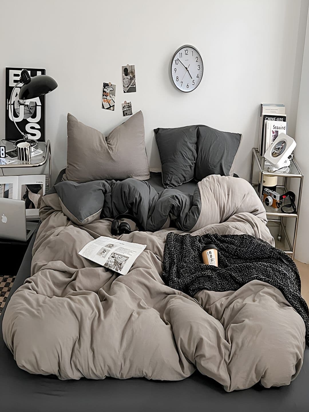 JC HOME Grey & Taupe AC Room Double Queen Bedding Set - view 1