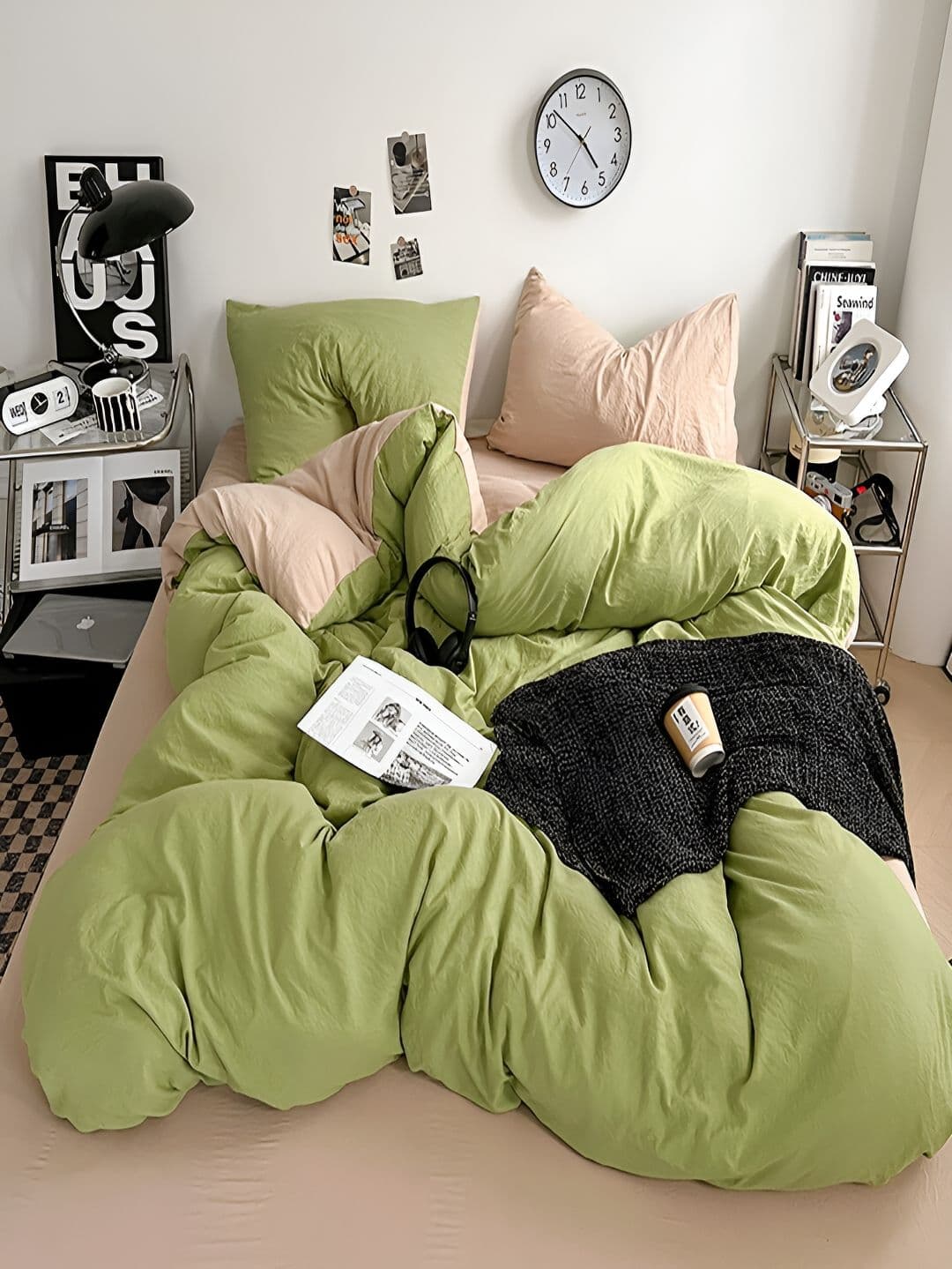 JC HOME Khaki & Green AC Room Double Extra Large Bedding Set - view 1