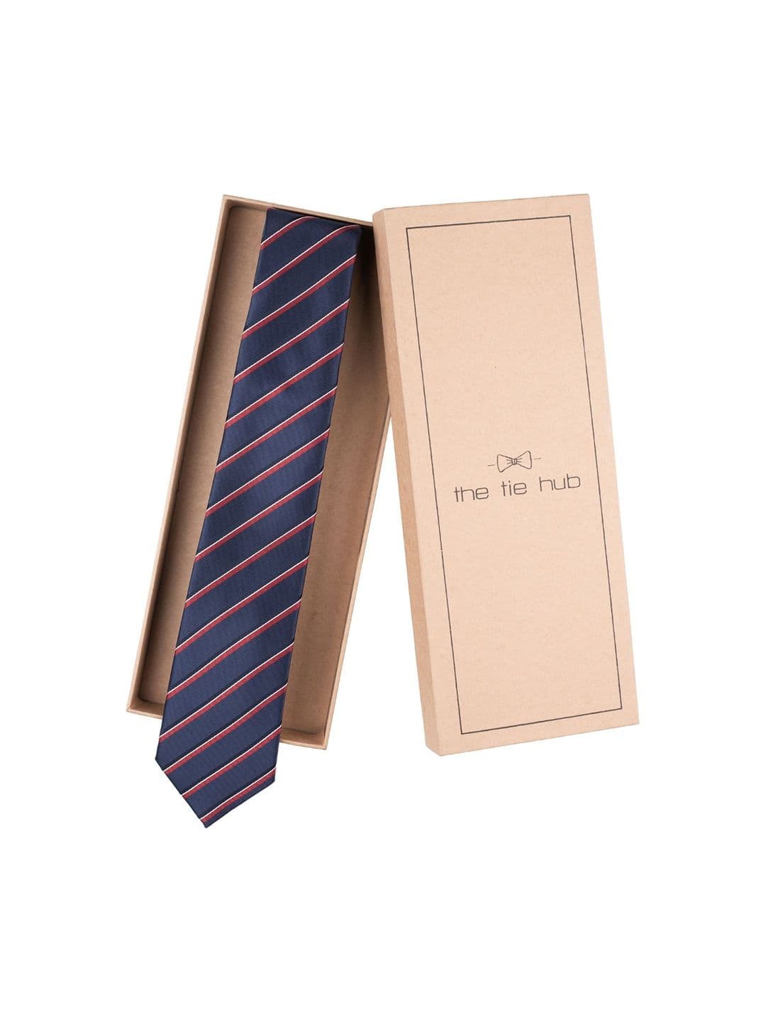 The Tie Hub Men Striped Microfiber Broad Tie - view 1