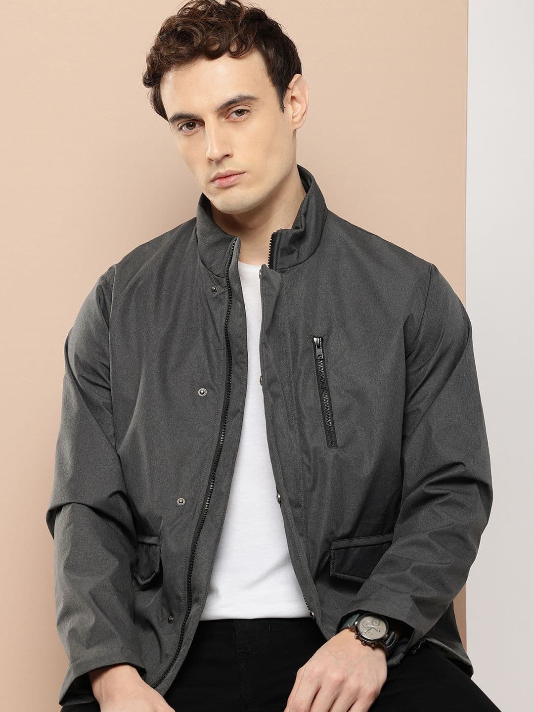 INVICTUS Mock Collar Tailored Jacket - view 1