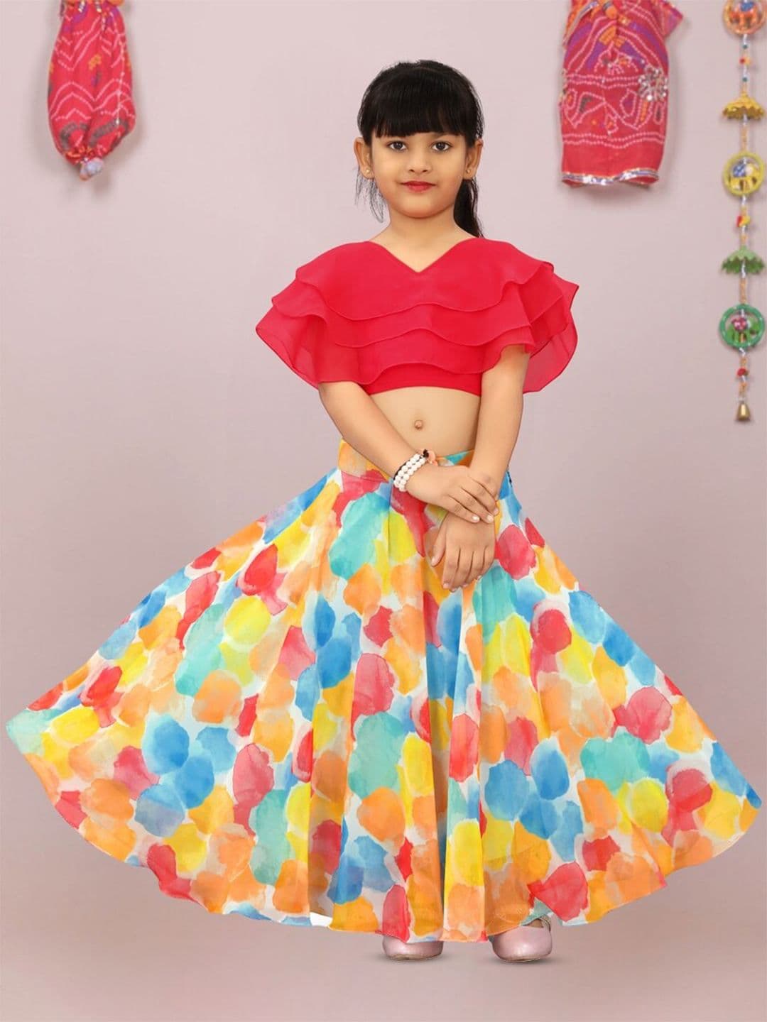 BAESD Girls Geometric Printed Ready to Wear Lehenga Choli - view 1