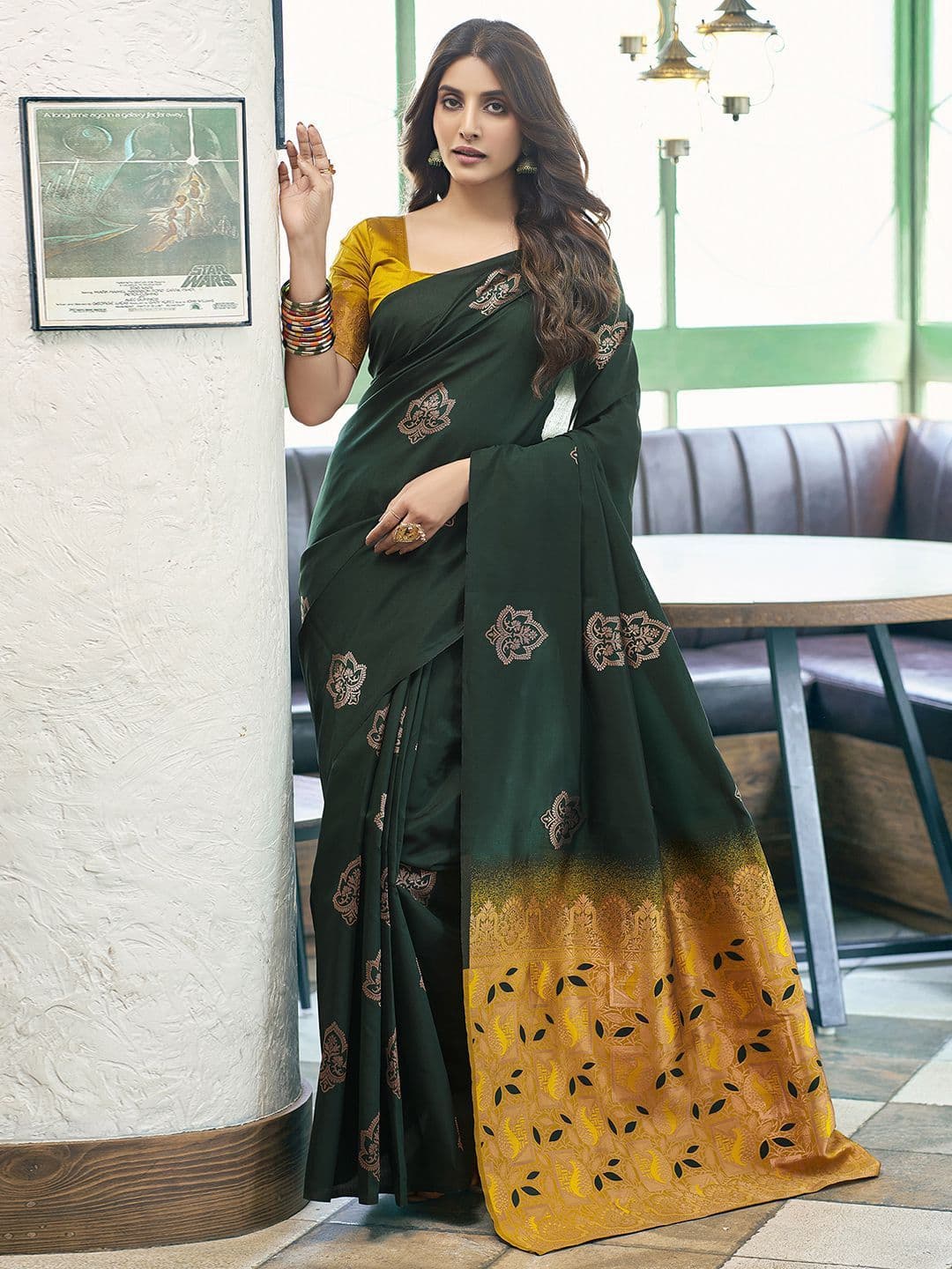 KALINI Ethnic Motifs Zari Silk Blend Republic Day Saree - view 1