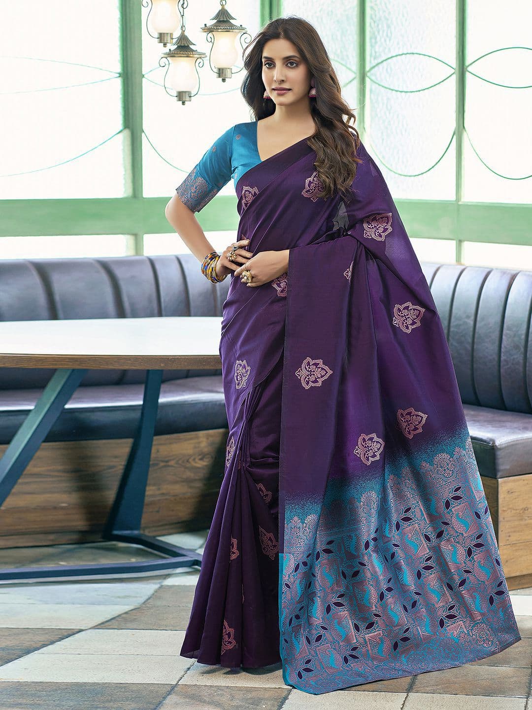 KALINI Floral Zari Silk Blend Saree - view 1