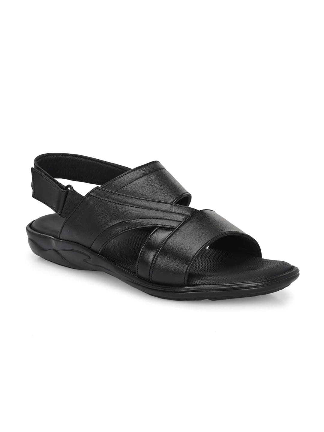 Azzaro Black Men Leather Comfort Sandals - view 1