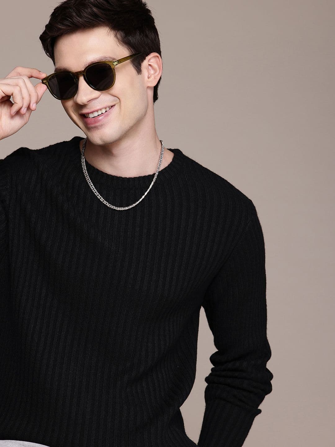 WROGN Self Striped Comfort Fit Pullover