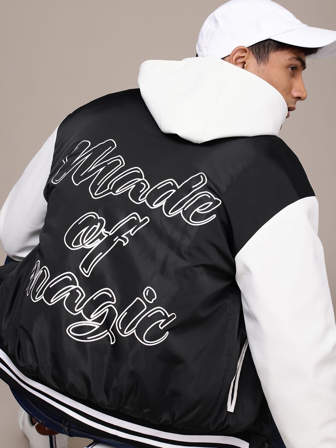WROGN Typography Hooded Padded Varsity Jacket - view 1