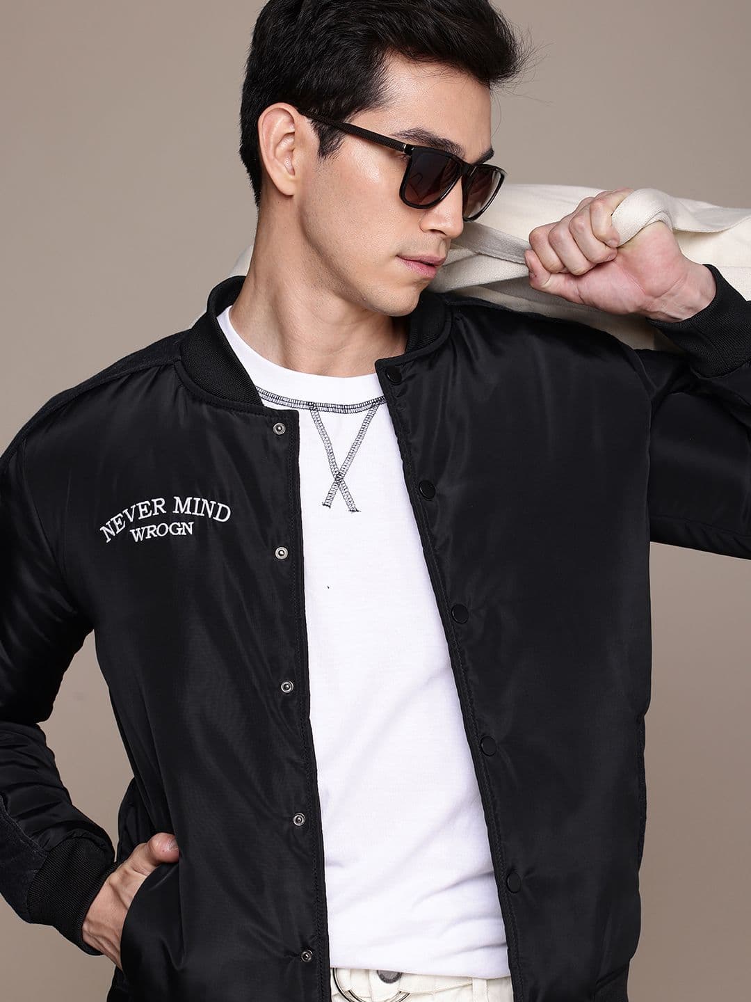 WROGN Mandarin Collar Bomber Jacket - view 1