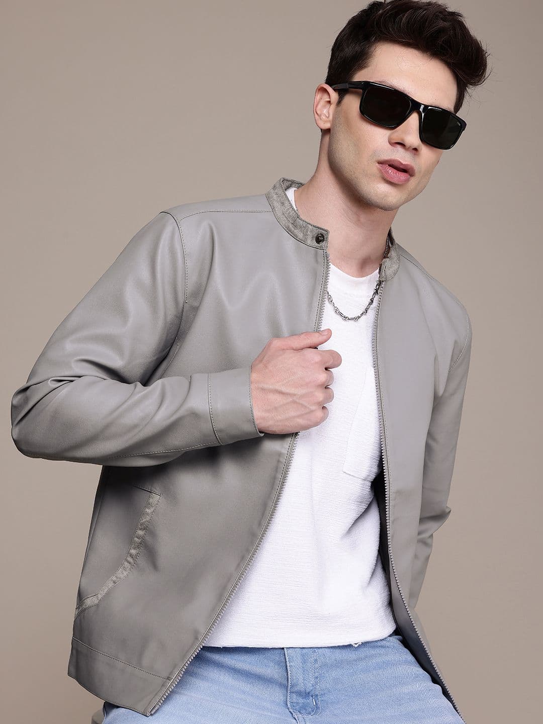 WROGN Band Collar Biker Jacket - view 1