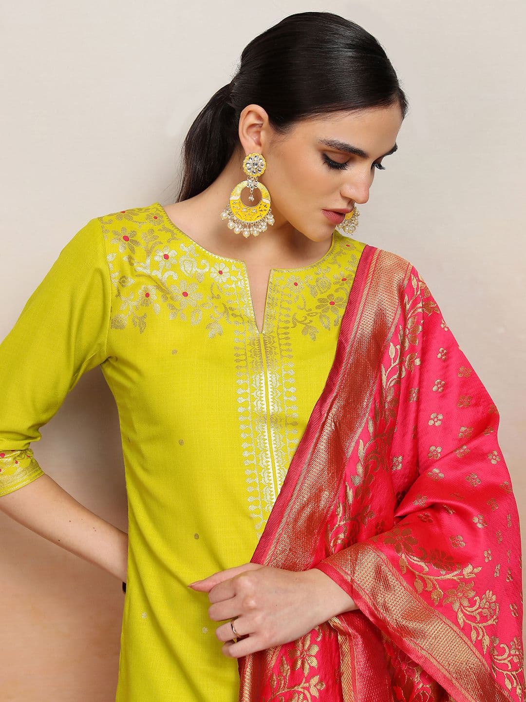Vishudh Ethnic Motifs Printed Kurta With Palazzo & Dupatta - view 1