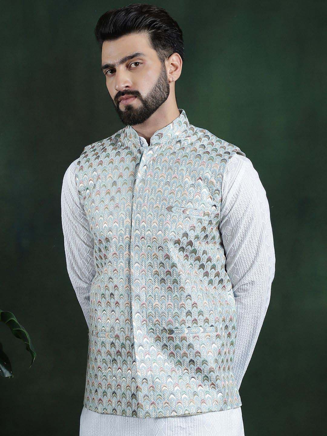 SOJANYA Men's Printed Woven Nehru Jacket - view 1