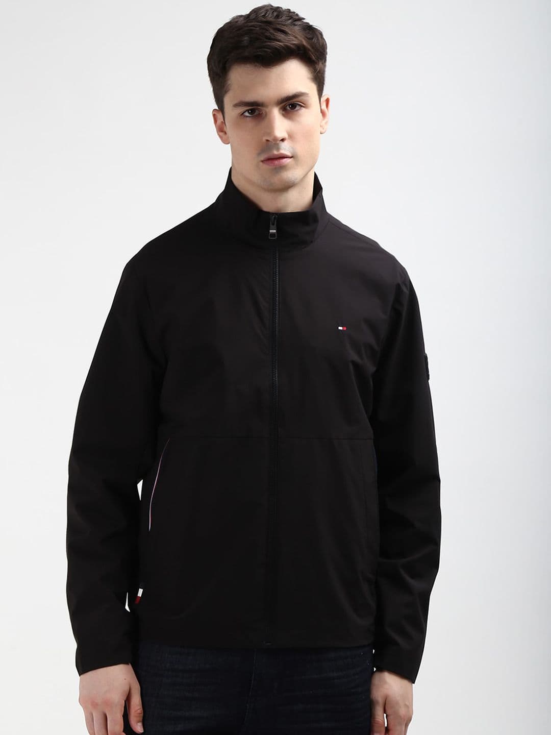 Tommy Hilfiger Men Mock Collar Full Sleeves Open Front Jacket - view 1