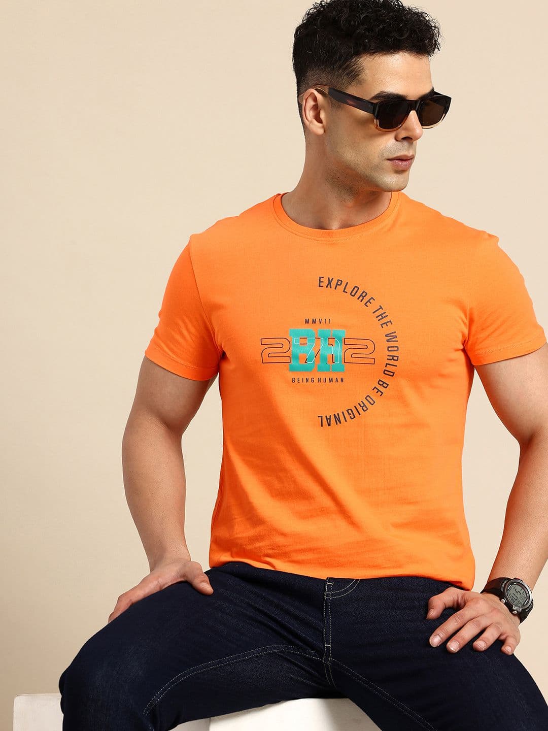 Being Human Pure Cotton Typography Printed T-shirt - view 1