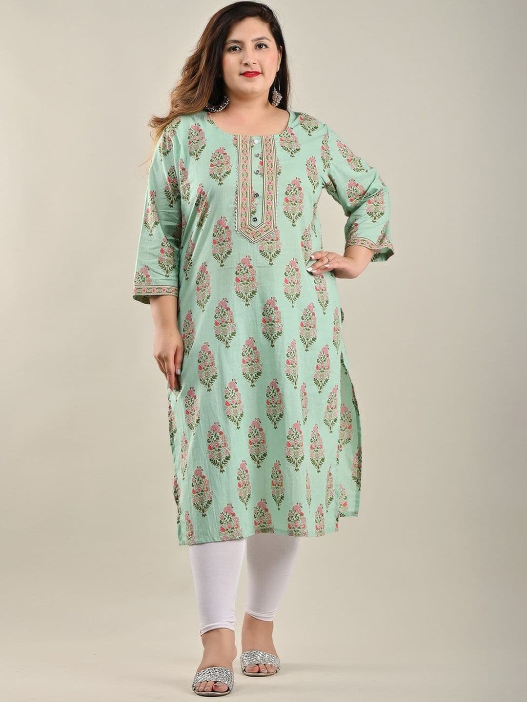 KALINI Ethnic Motifs Printed Floral Straight Kurta - view 1