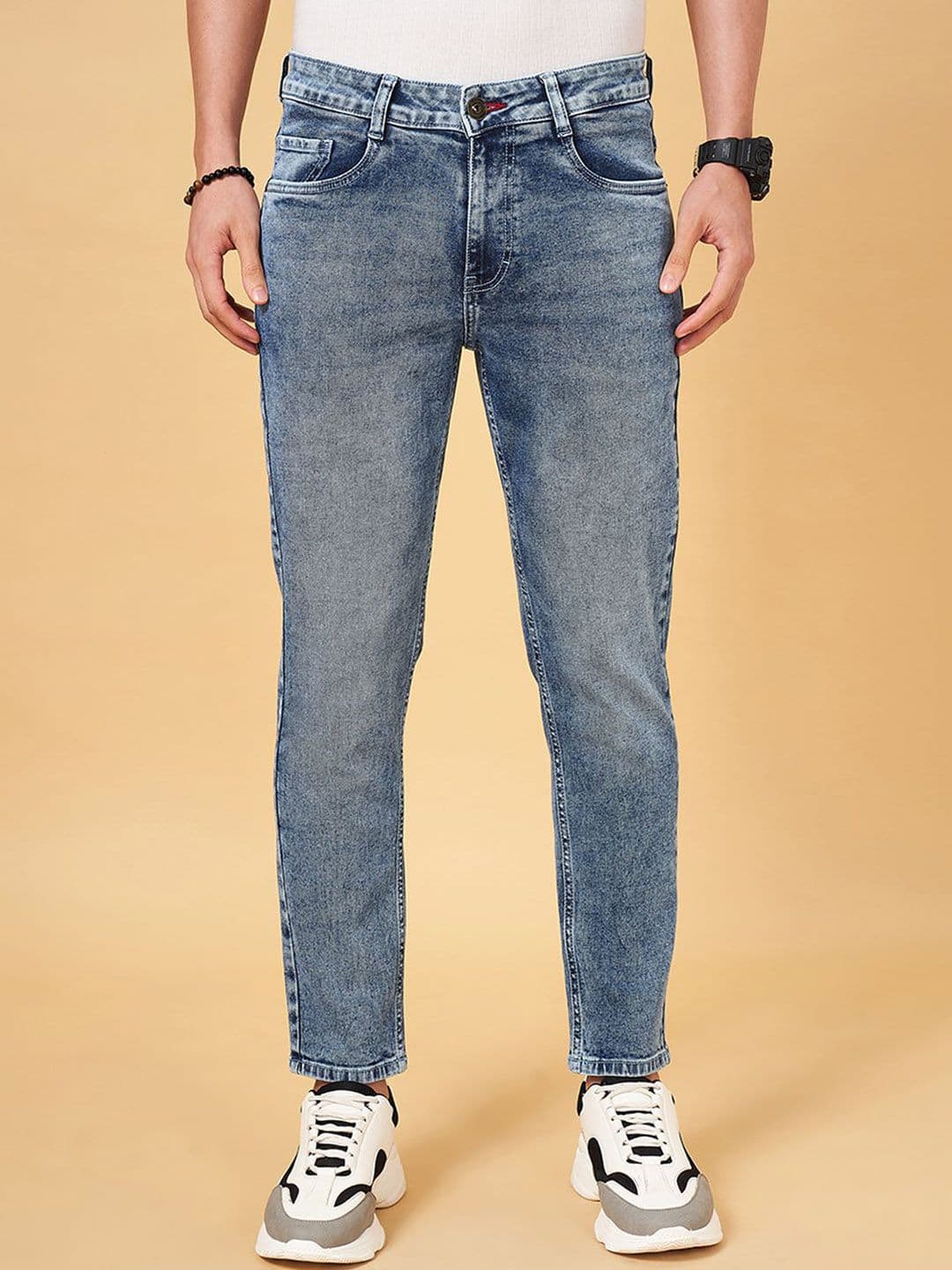 SF JEANS by Pantaloons Men Slim Fit Mildly Distressed Heavy Fade Jeans - view 1