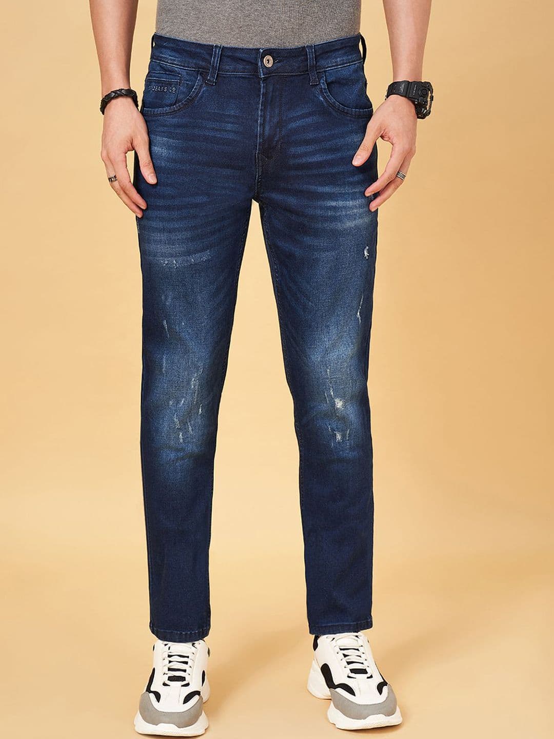SF JEANS by Pantaloons Men Slim Fit Low Distress Light Fade Jeans - view 1