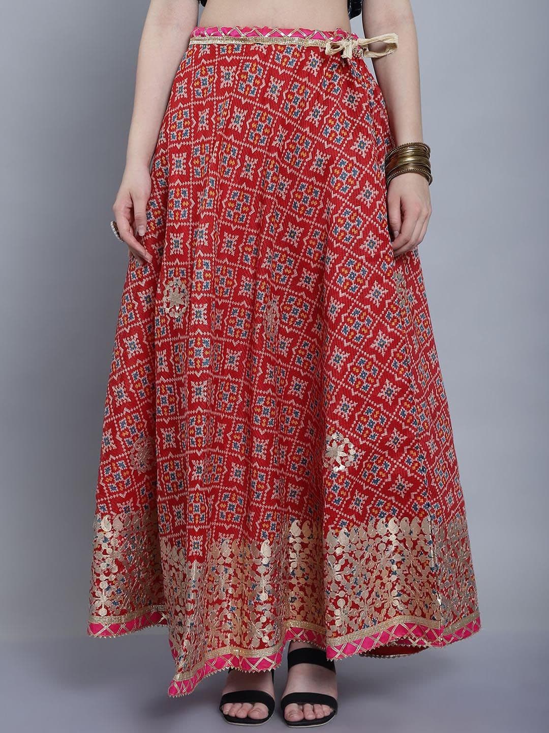 SOUNDARYA Printed Pure Cotton Flared Maxi Skirt - view 1