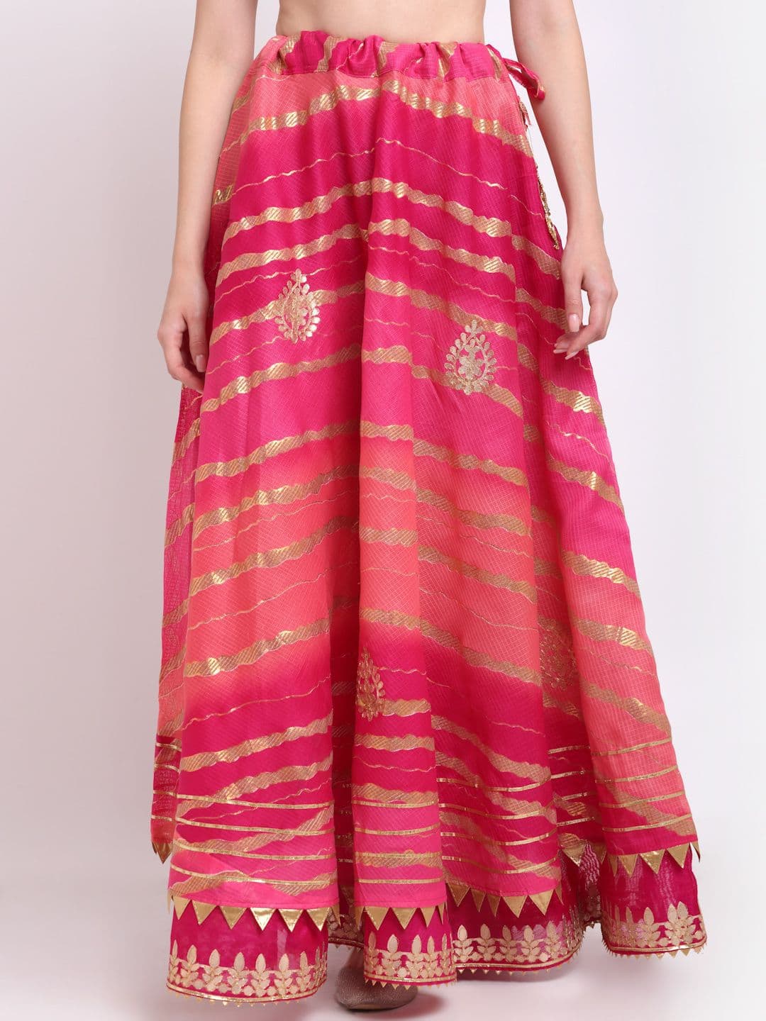 SOUNDARYA Printed Kota Doriya Hand Gota Patti Work Skirt - view 1