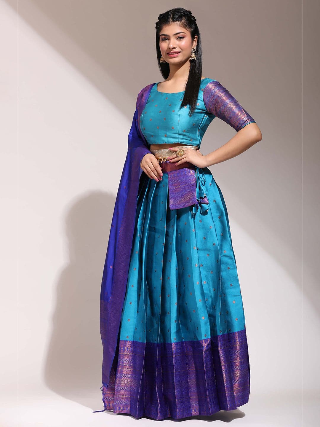 Fabcartz Woven Designed Semi-Stitched Lehenga & Unstitched Blouse With Dupatta - view 1
