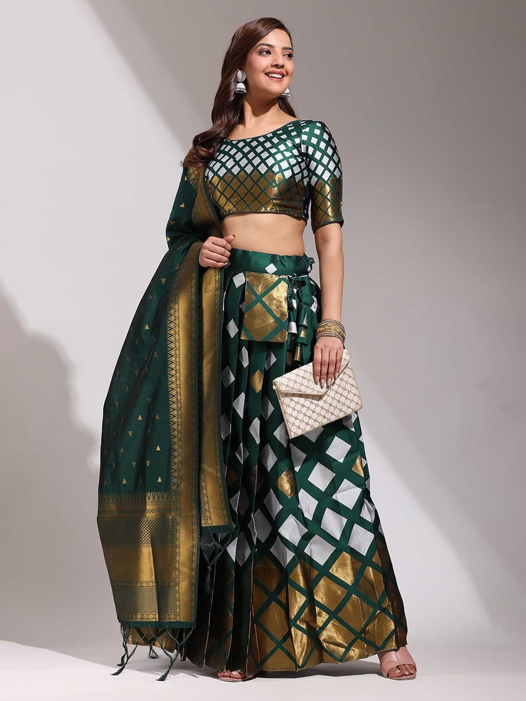 Fabcartz Semi-Stitched Lehenga & Unstitched Blouse With Dupatta - view 1