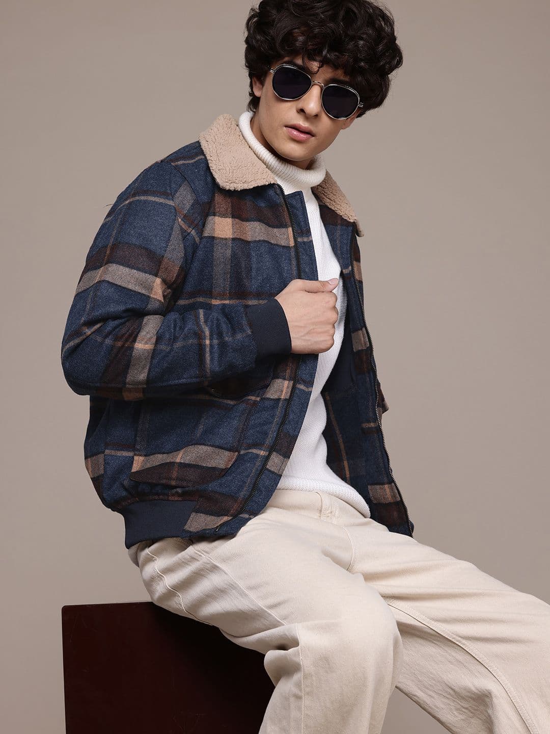 The Roadster Lifestyle Co. Checked Bomber Jacket - view 1