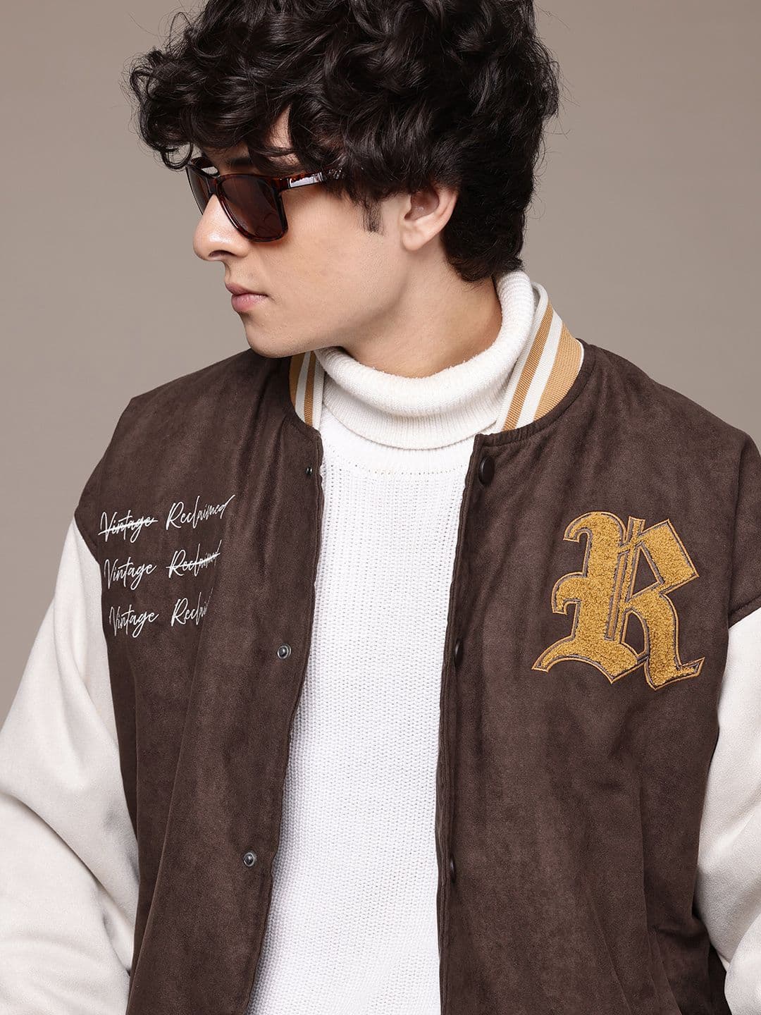 The Roadster Lifestyle Co. Suede Finish Applique Bomber Jacket - view 1