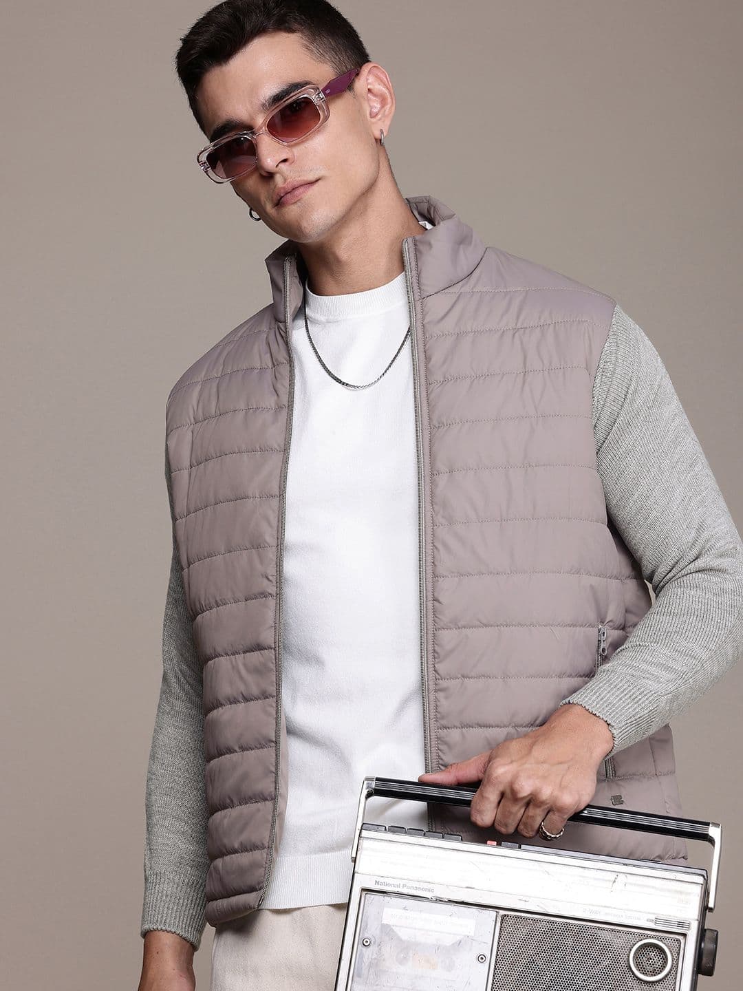 The Roadster Life Co. Ribbed Sleeves Mock Collar Padded Jacket - view 1