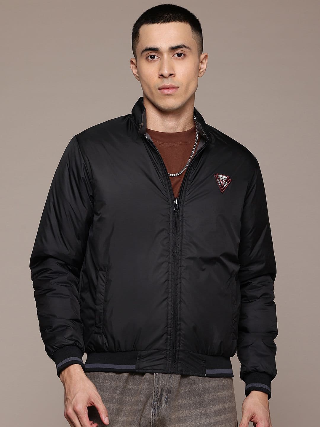 The Roadster Lifestyle Co. Patchwork Detail Reversible Bomber Jacket - view 1