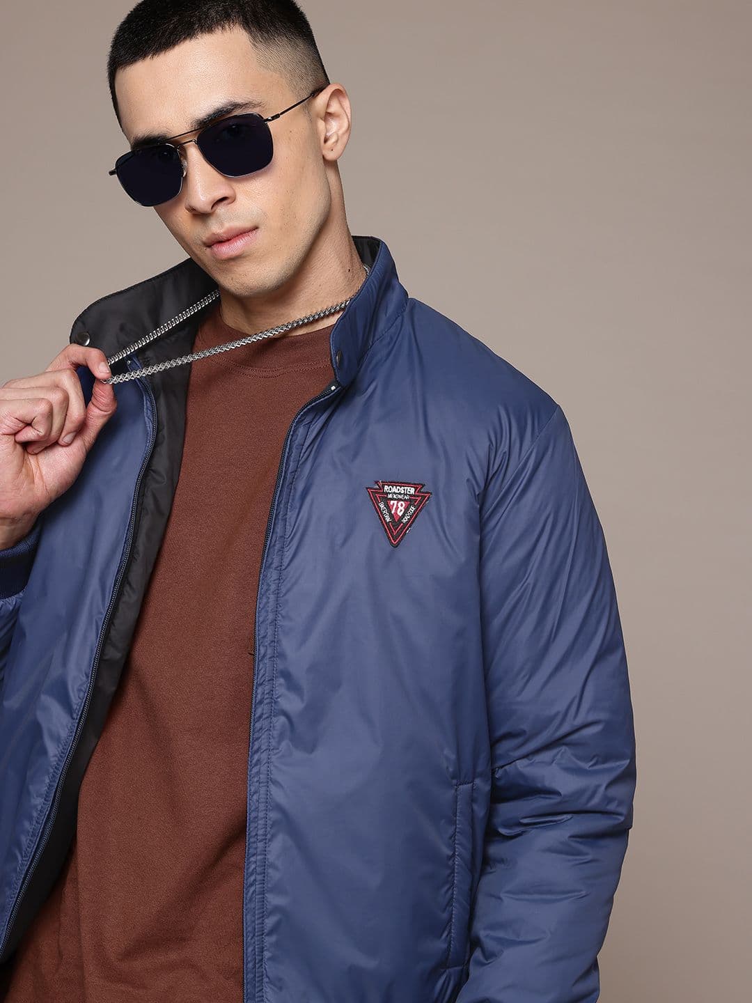 The Roadster Lifestyle Co. Patchwork Detail Reversible Bomber Jacket - view 1