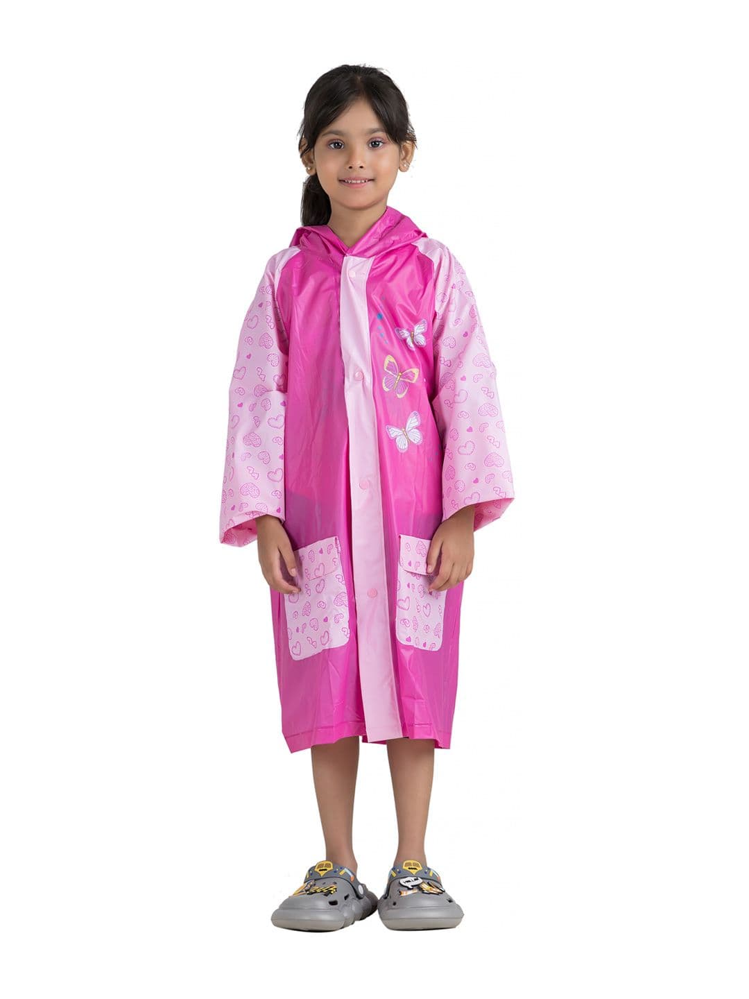 Yellow Bee Girls Printed Hooded Waterproof Rain Jacket - view 1