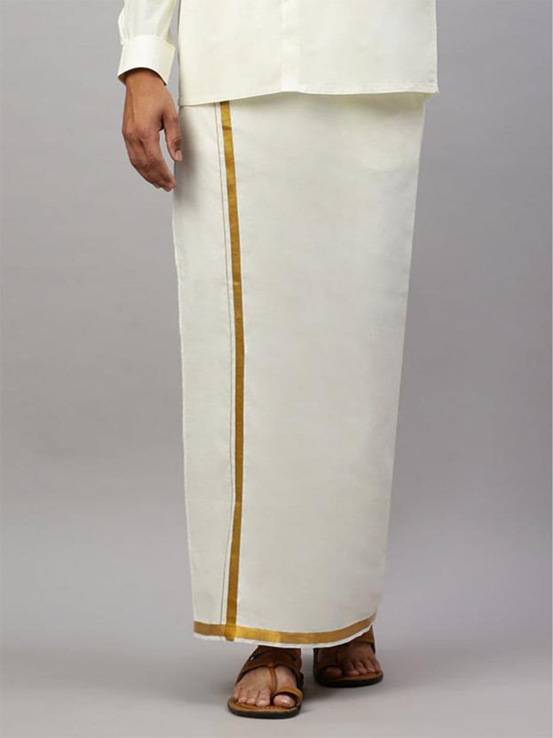 Ramraj Men Pure Cotton Dhoti With Zari Border - view 1