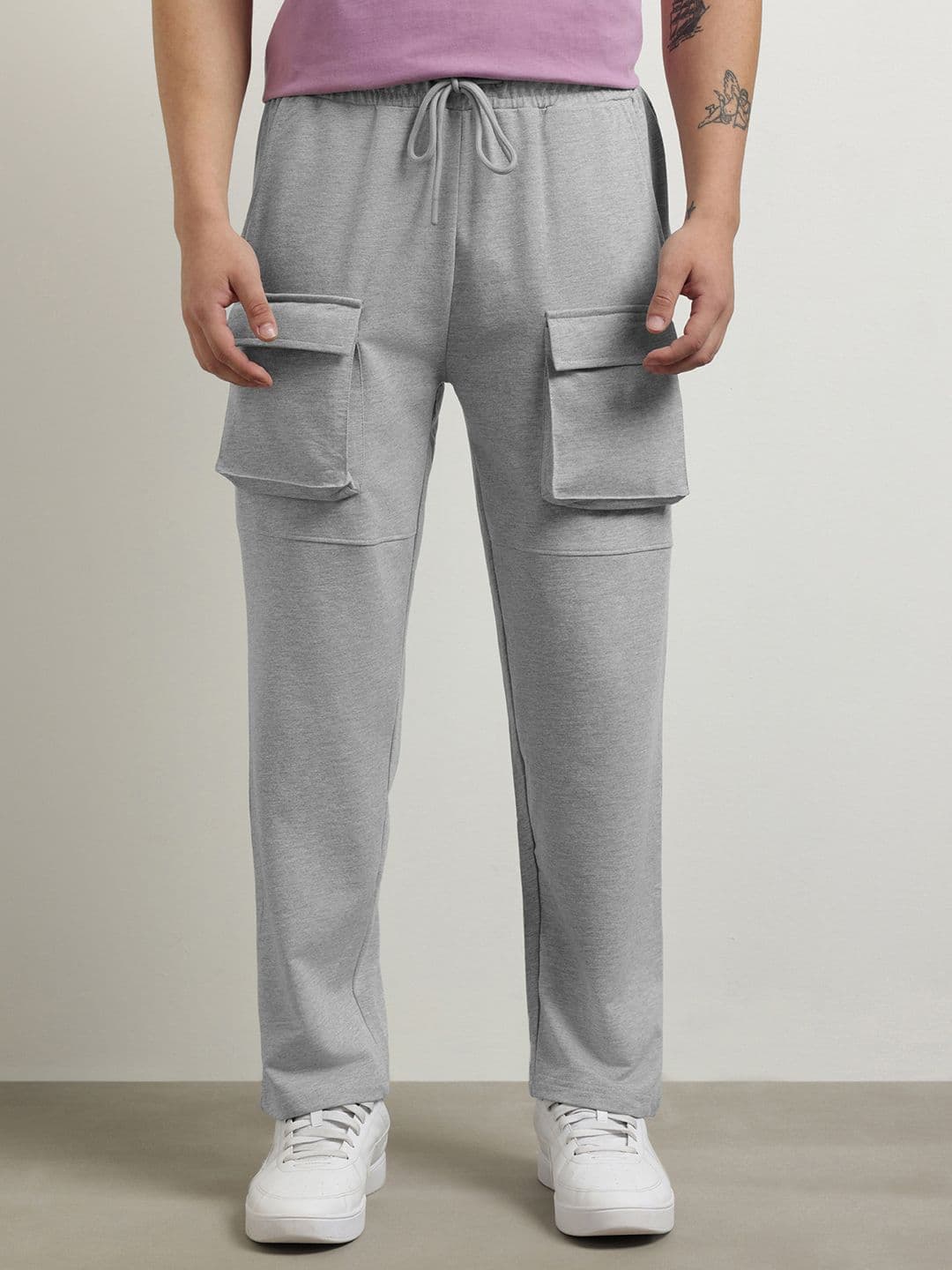 NOBERO Men Solid Straight Fit Pure Cotton Cargo Track Pants - view 1