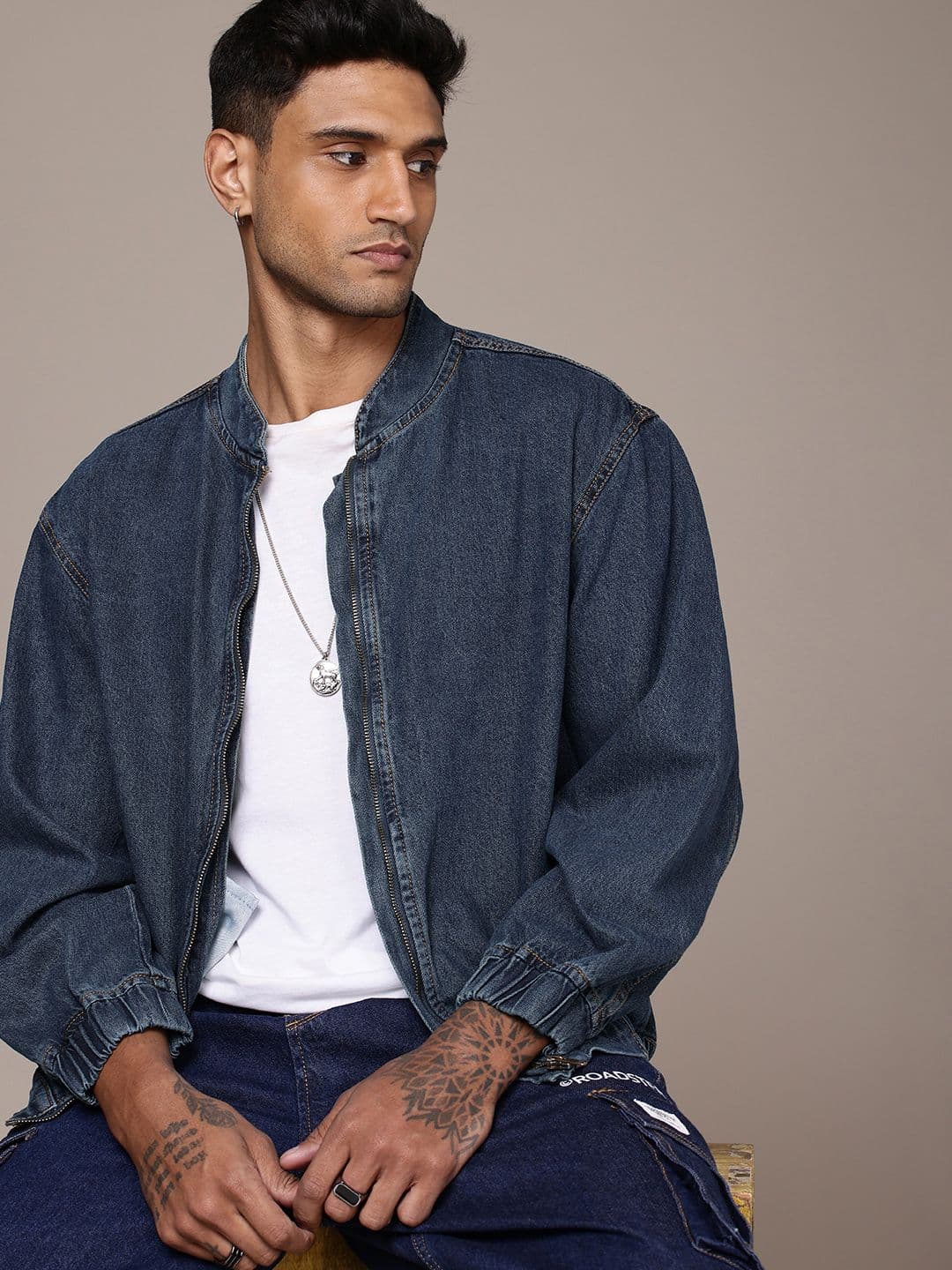 The Roadster Life Co. Pure Cotton Bomber Denim Jacket - view 1