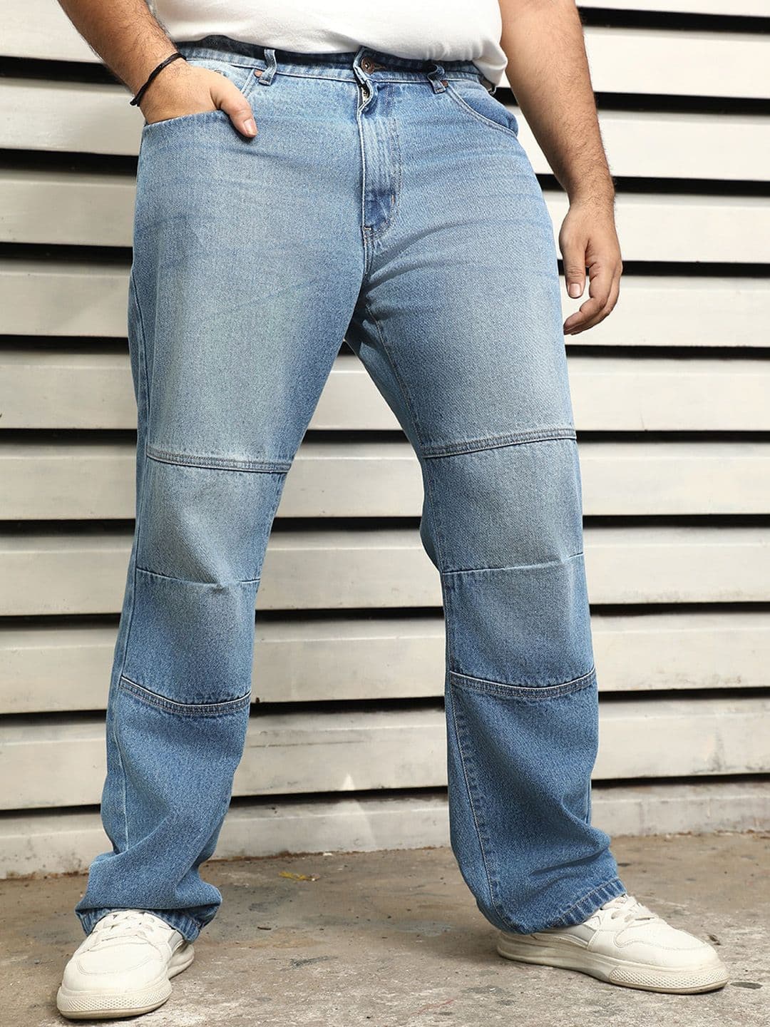 Freeform by High Star Men Straight Fit cut n sew detailLight Fade Jeans - view 1