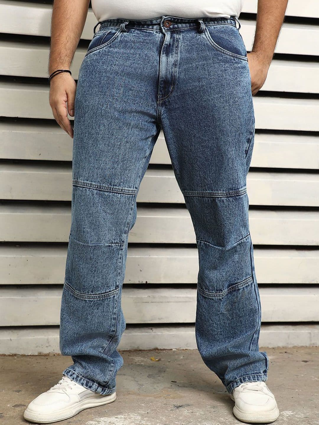 Freeform by High Star Men Straight Fit Cut N Sew Detail Light Fade Jeans - view 1