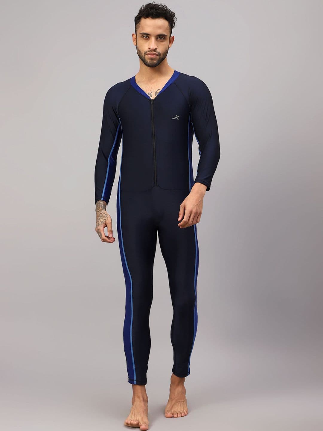 VECTOR X Men Solid V-Neck Swim Bodysuit - view 1