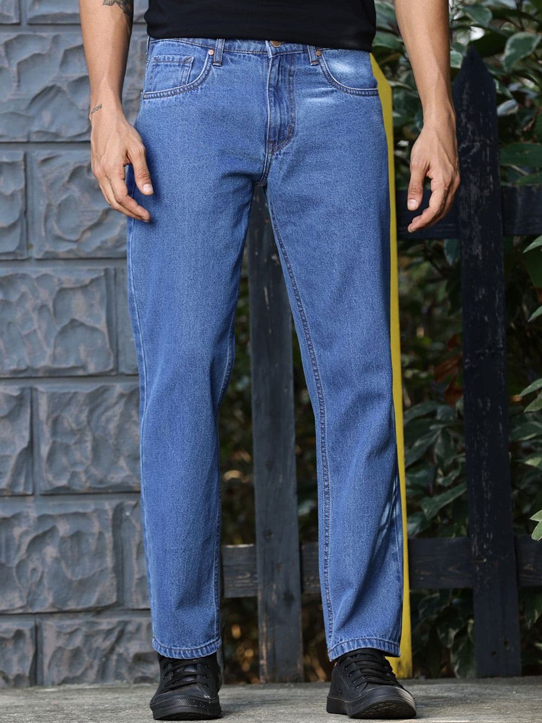 Mast & Harbour Men Smart Relaxed Fit Mid-Rise Clean Look Pure Cotton Jeans - view 1