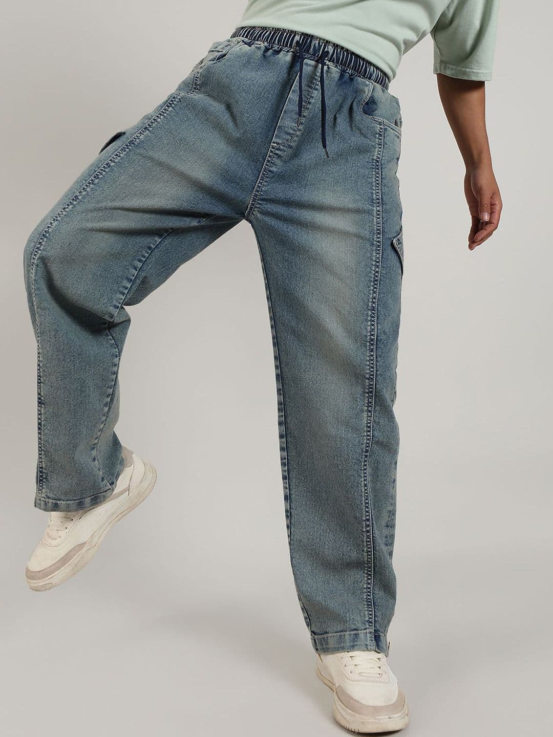 CAHOOT Men Comfort Mid-Rise Clean Look Cotton Baggy Denim Jeans - view 1