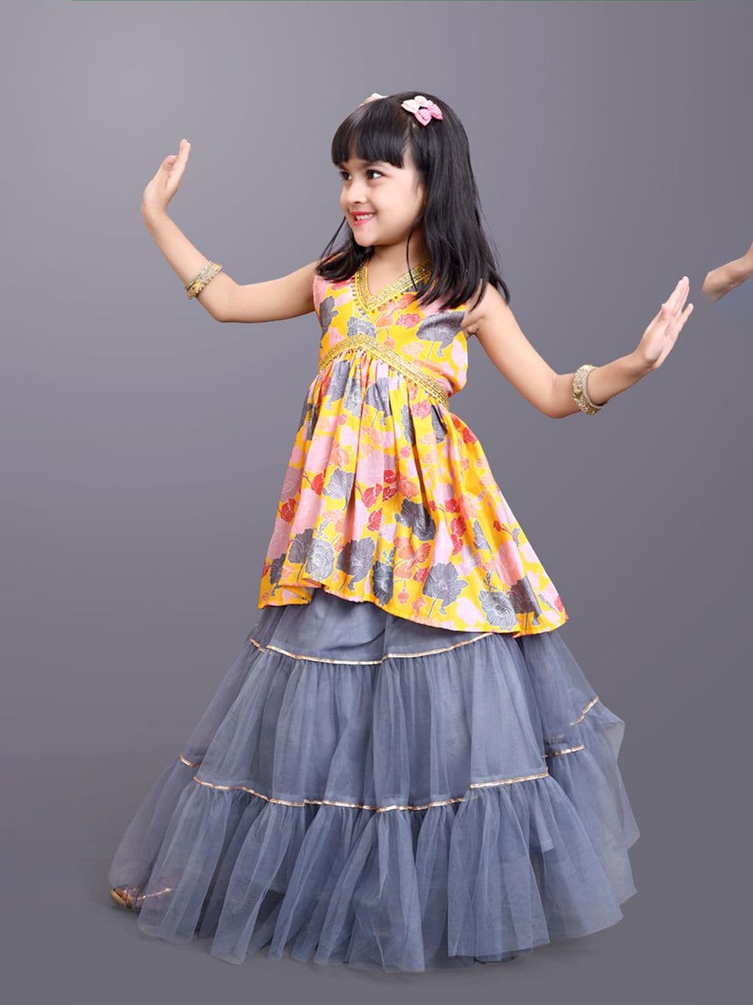 BAESD Girls Printed Pure Georgette Ready to Wear Lehenga & Blouse - view 1