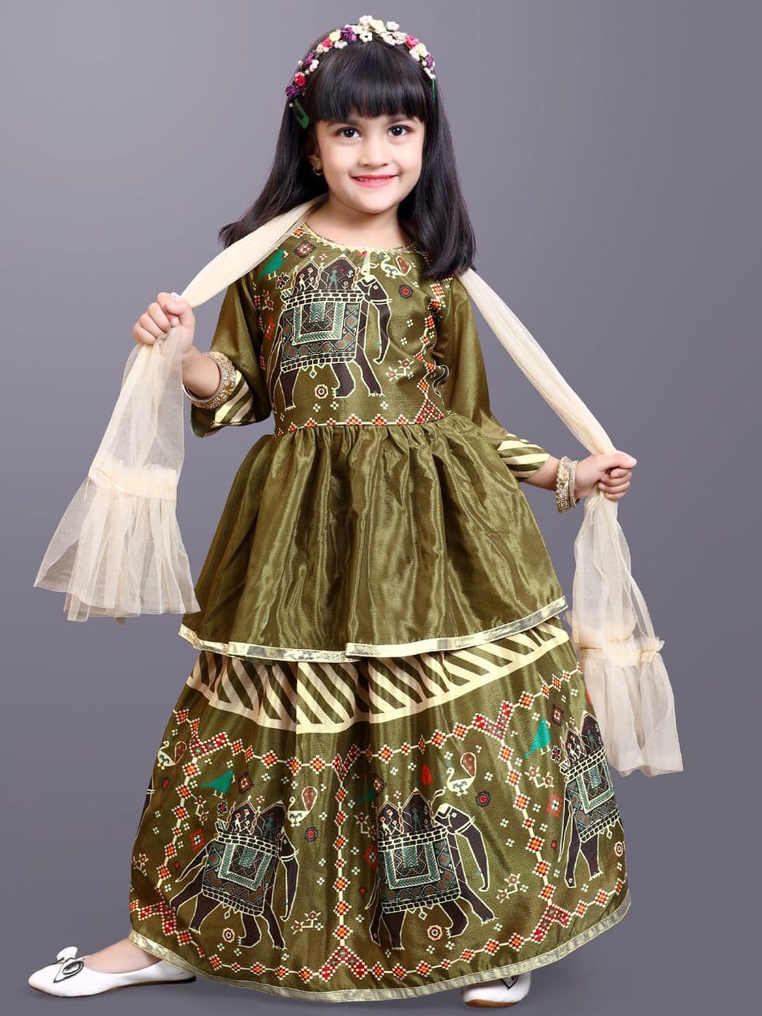 BAESD Girls Printed Pure Georgette Ready to Wear Lehenga & Blouse With Dupatta - view 1