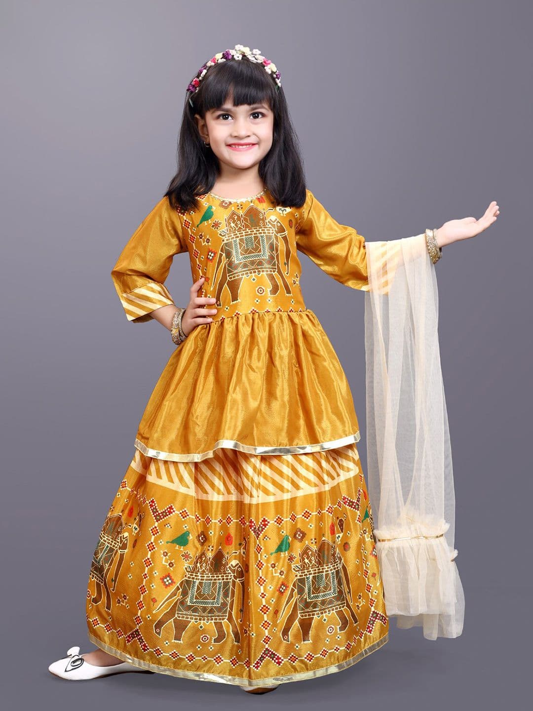 BAESD Girls Printed Ready to Wear Lehenga & Blouse With Dupatta - view 1