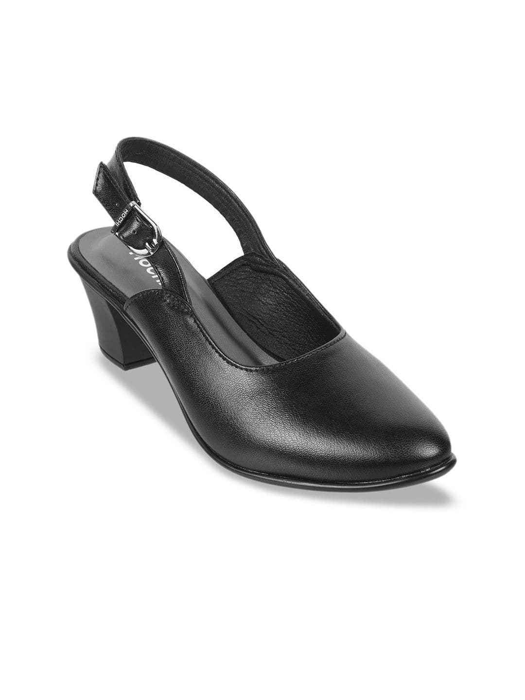 Mochi Womens Black Round toe Block Heel Pump with Buckles - view 1