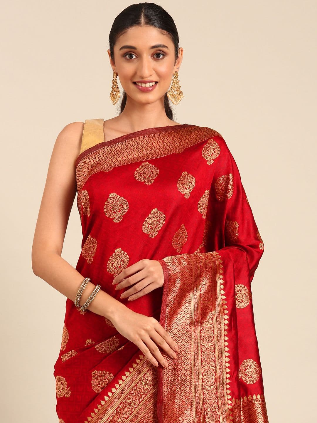 HERE&NOW Ethnic Motifs Zari Banarasi Saree - view 1