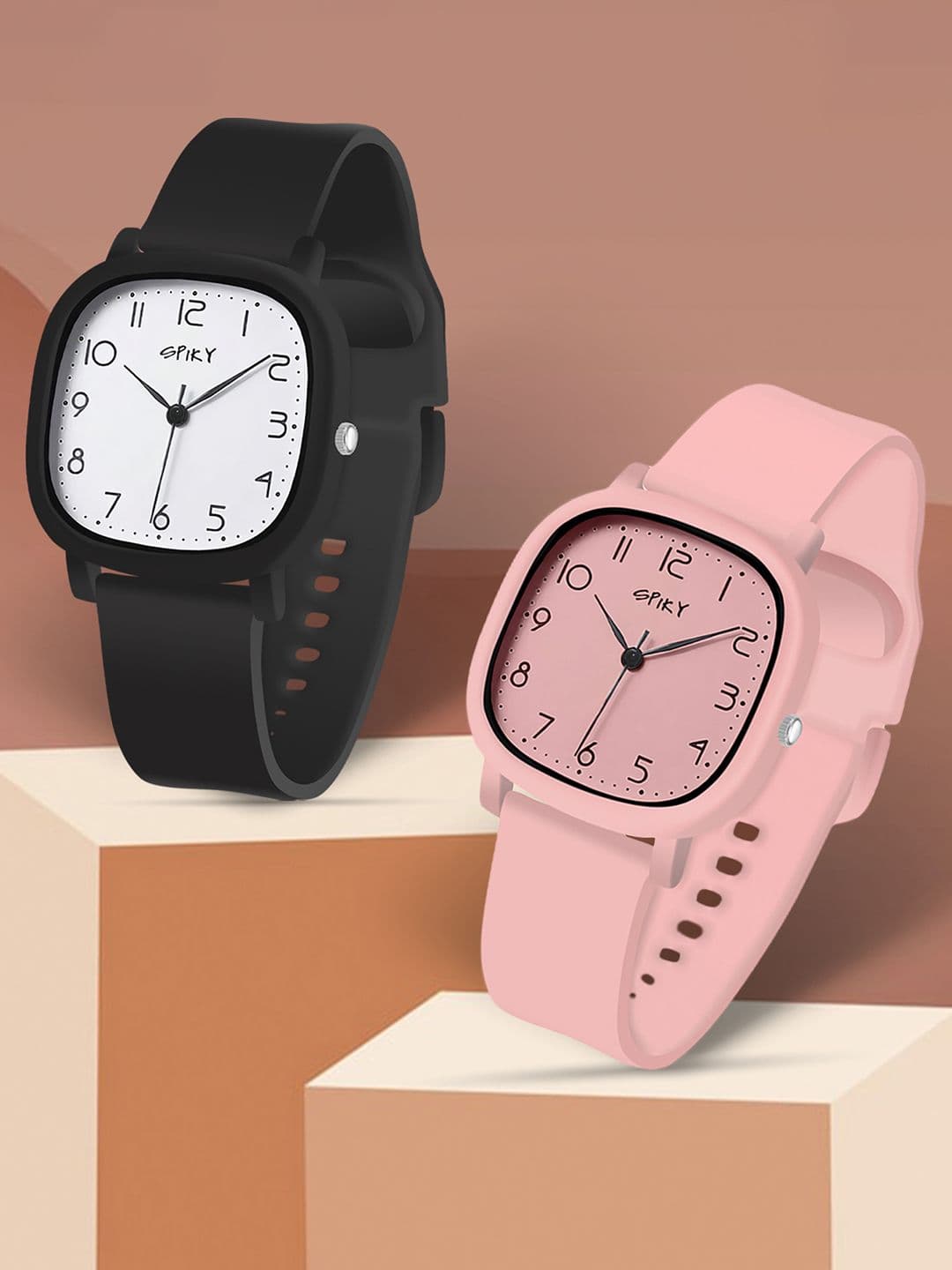 Spiky Kids Pack Of 2 Dial & Straps Analogue Multi Function Watch Combo_EVA19_BlkPnk - view 1