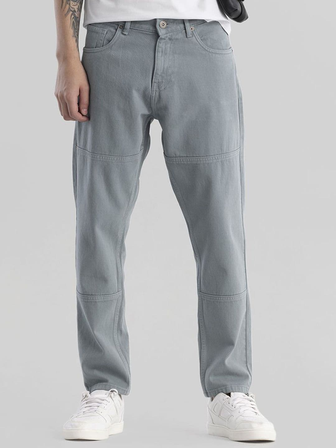 Snitch Men Grey Mid-Rise Clean Look Pure Cotton Jeans - view 1